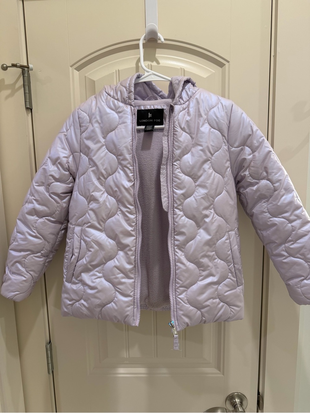 London Fog Kids Quilted Hooded Puffer Jacket - Light Lavender